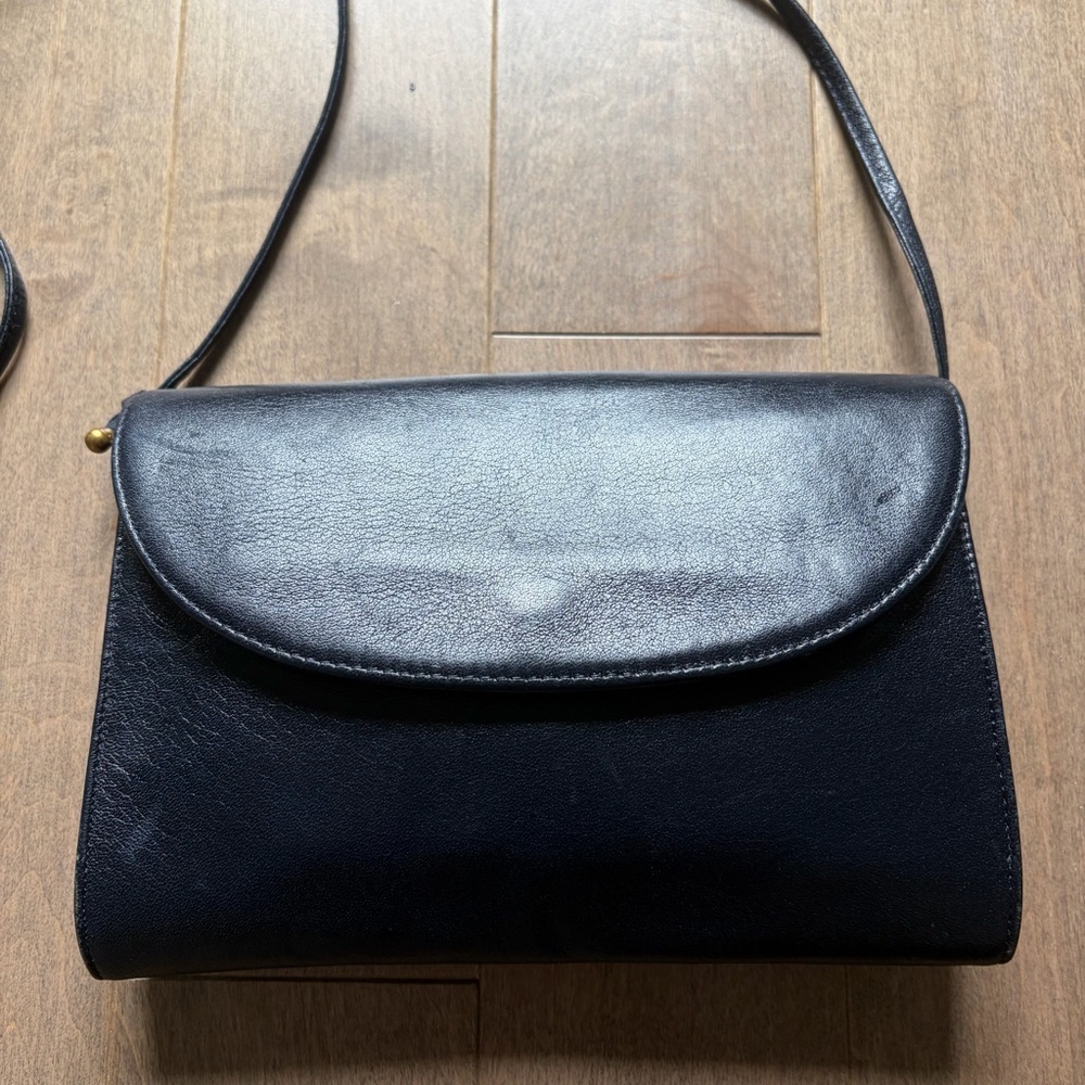 Vintage Koret Black Leather Crossbody Shoulder Bag
